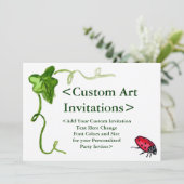 Red Ladybug Art - Aangepaste feestelijke uitnodigi Kaart (Staand voorkant)