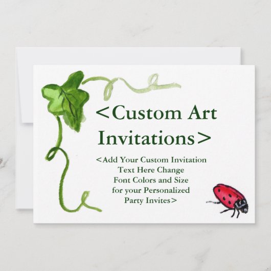 Red Ladybug Art - Aangepaste feestelijke uitnodigi Kaart (Voorkant)