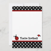 Red Ladybug Baby shower Black en White Polka Dots Kaart (Achterkant)