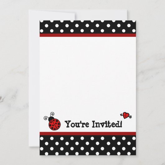 Red Ladybug Baby shower Black en White Polka Dots Kaart (Achterkant)