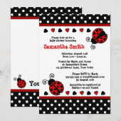 Red Ladybug Baby shower Black en White Polka Dots Kaart (Voorkant / Achterkant)
