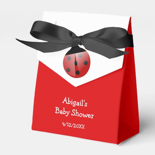 Red Ladybug Baby shower gepersonaliseerd Bedankdoosjes (Voorkant Zijde)