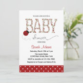 Red Ladybug Baby shower Invitation Kaart (Staand voorkant)