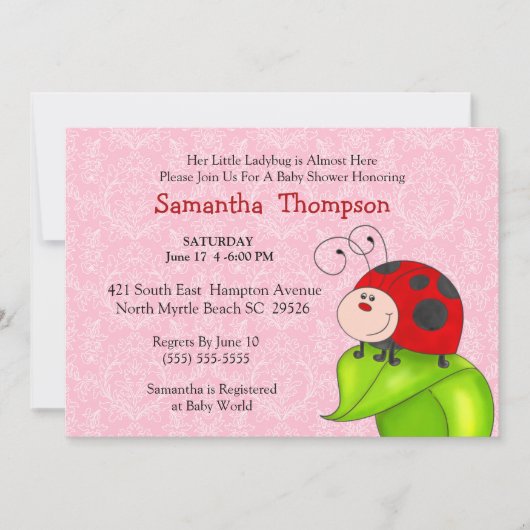 Red Ladybug Baby shower Invitation Kaart (Voorkant)