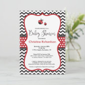 Red Ladybug Baby shower Invitation Kaart (Staand voorkant)