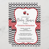 Red Ladybug Baby shower Invitation Kaart (Voorkant / Achterkant)
