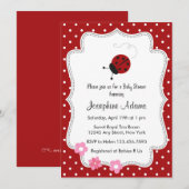 Red Ladybug Baby shower Invitation Kaart (Voorkant / Achterkant)