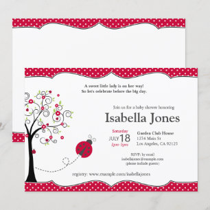 Red Ladybug Baby shower Invitation - Kaart