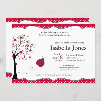 Red Ladybug Baby shower Invitation -  Kaart