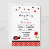 Red Ladybug Baby shower Invitation Polkadot Kaart (Voorkant)
