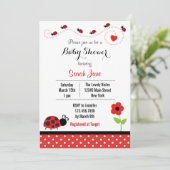 Red Ladybug Baby shower Invitation Polkadot Kaart (Staand voorkant)