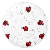 Red Ladybug Beetle Insect Lover Black Hearts Keramische Knop (Voorkant)