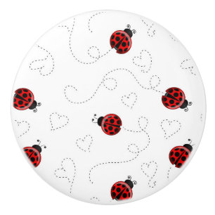 Red Ladybug Beetle Insect Lover Black Hearts Keramische Knop