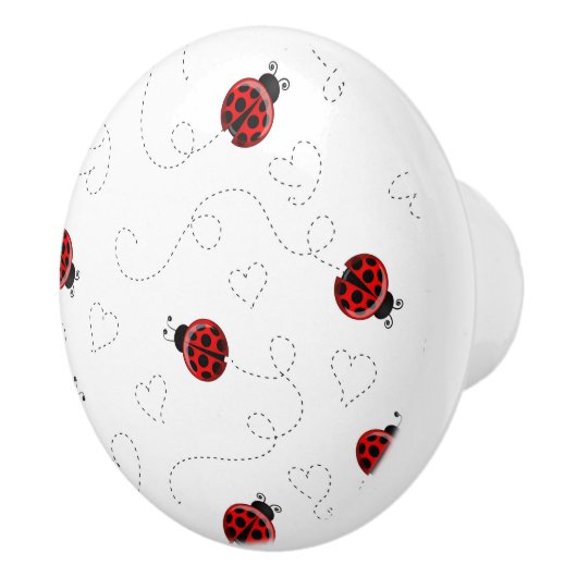 Red Ladybug Beetle Insect Lover Black Hearts Keramische Knop (Rechts)