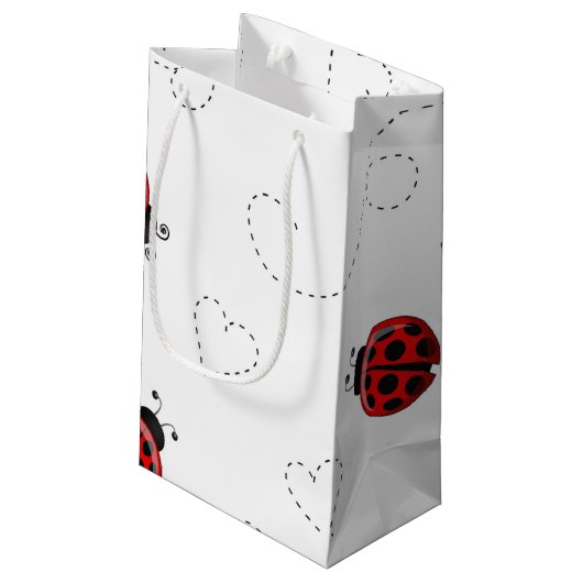 Red Ladybug Beetle Insect Lover Black Hearts Klein Cadeauzakje (Achterkant Gekanteld)