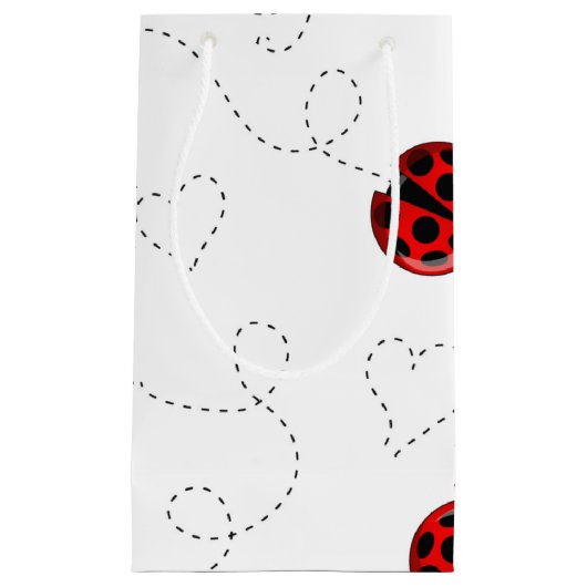 Red Ladybug Beetle Insect Lover Black Hearts Klein Cadeauzakje (Voorkant)