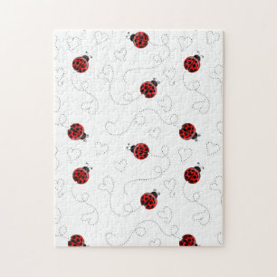 Red Ladybug Beetle Insect Lover Black Hearts Legpuzzel