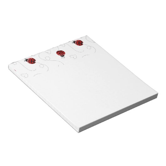 Red Ladybug Beetle Insect Lover Black Hearts Notitieblok (Schuin)