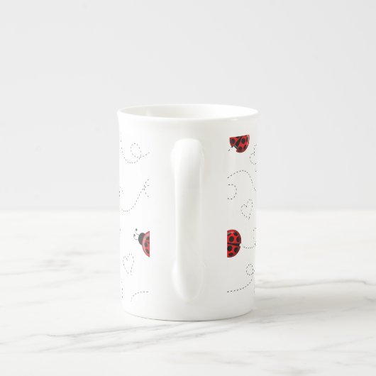 Red Ladybug Beetle Insect Lover Black Hearts Porselein Kop (Achterkant)