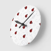 Red Ladybug Beetle Insect Lover Black Hearts Ronde Klok (Hoek)