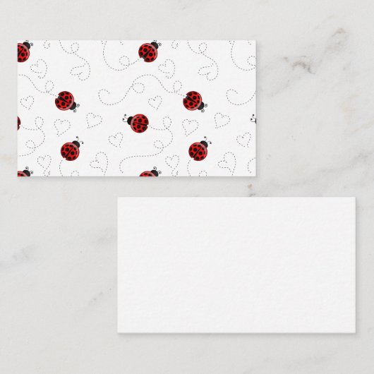Red Ladybug Beetle Insect Lover Black Hearts Visitekaartje (Voorkant / Achterkant)