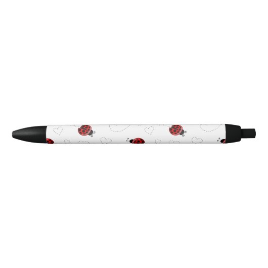 Red Ladybug Beetle Insect Lover Black Hearts Zwarte Inkt Pen (Voorkant)