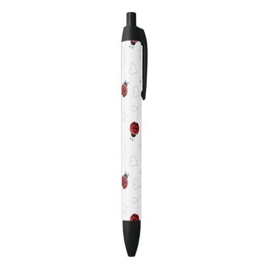 Red Ladybug Beetle Insect Lover Black Hearts Zwarte Inkt Pen (Achterkant (Verticaal))