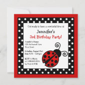 Red Ladybug Birthday - Black en White Polka Dots Kaart (Voorkant)
