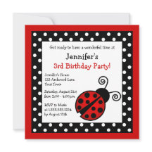 Red Ladybug Birthday - Black en White Polka Dots