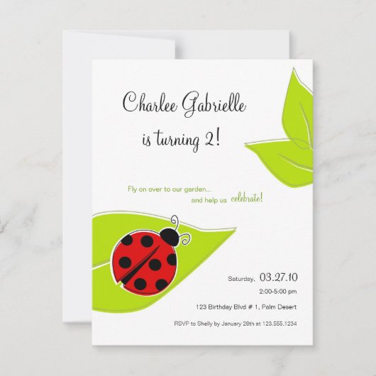 Red Ladybug Birthday Invitation Kaart (Voorkant)