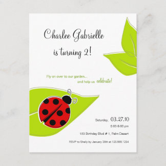 Red Ladybug Birthday Invitation Kaart