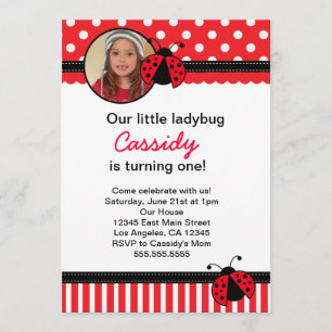 Red Ladybug Birthday Invitation Kaart