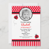 Red Ladybug Birthday Invitation Kaart (Voorkant)