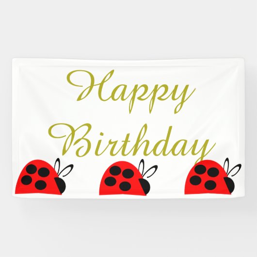 Red Ladybug Birthday Spandoek (Horizontaal)