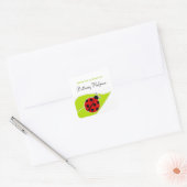 Red Ladybug Bookplaten Vierkante Sticker (Envelop)