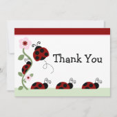 Red Ladybug en ventilator Baby shower Hartelijk da Bedankkaart (Voorkant)