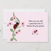 Red Ladybug en ventilator Baby shower Hartelijk da Bedankkaart (Achterkant)