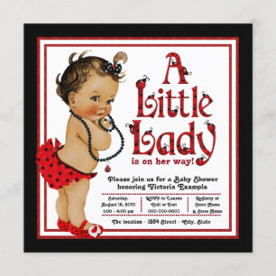 Red Ladybug Ethnic Girl Ladybug Baby shower Kaart