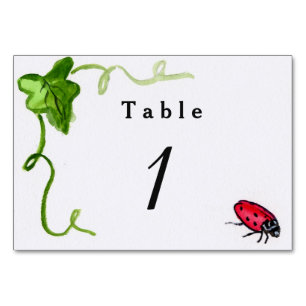Red Ladybug Garden Custom Number Table Kaarten