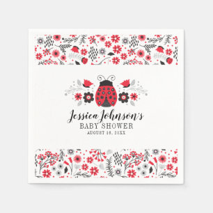 Red Ladybug gepersonaliseerd meisje Baby shower Servet