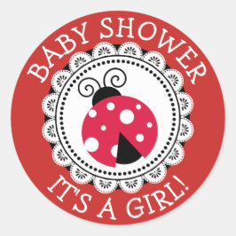 Red Ladybug Girl Baby shower Stickers