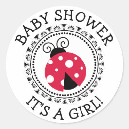 Red Ladybug Girl Baby shower Stickers