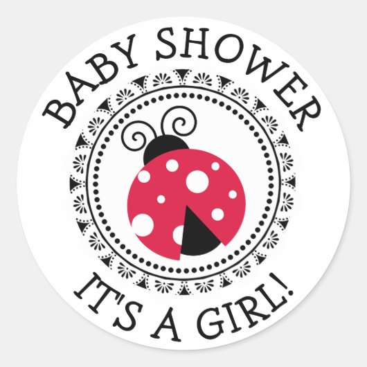 Red Ladybug Girl Baby shower Stickers (Voorkant)