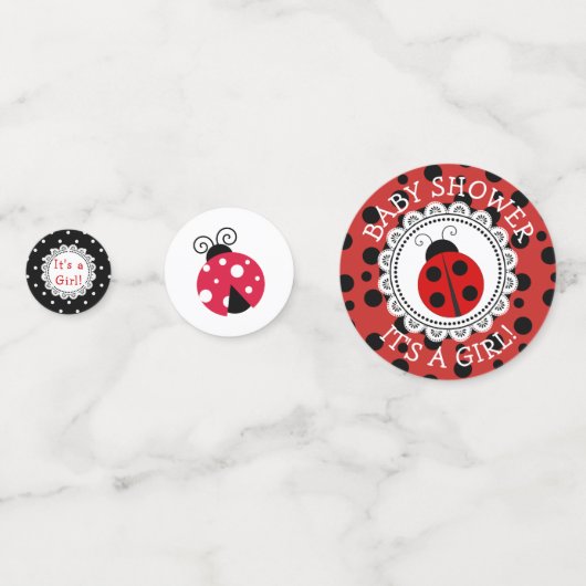 Red Ladybug Girl's Baby shower Confetti (Achterkanten)