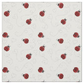 Red Ladybug Heart Trail Pattern Stof (Swatch)