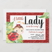 Red Ladybug Little Lady Baby shower Kaart (Voorkant)