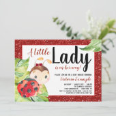 Red Ladybug Little Lady Baby shower Kaart (Staand voorkant)
