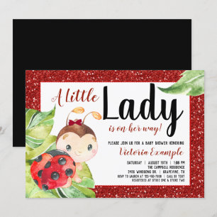 Red Ladybug Little Lady Baby shower Kaart