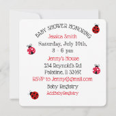 Red Ladybug Meisje Baby Douche Uitnodigingen (Achterkant)