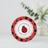 Red Ladybug Meisje Baby Douche Uitnodigingen (Staand voorkant)